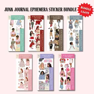 Junk Journal Ephemera Sticker Bundle for Planners, Journals & Scrapbooking