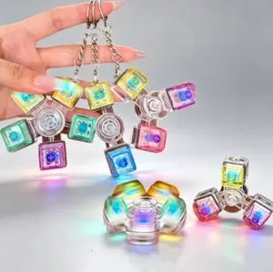 Keyboard Fidget Toy with LED light, Keyboard Fidget Keychain 5-in-1 Keyboard Decompression Button Finger Clicker Toys, Button Stress Relief Fidget Gifts to Relief Stress