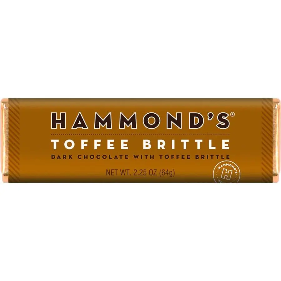 Hammond's Toffee Brittle Dark Chocolate Bar 2.25 oz 12 ct
