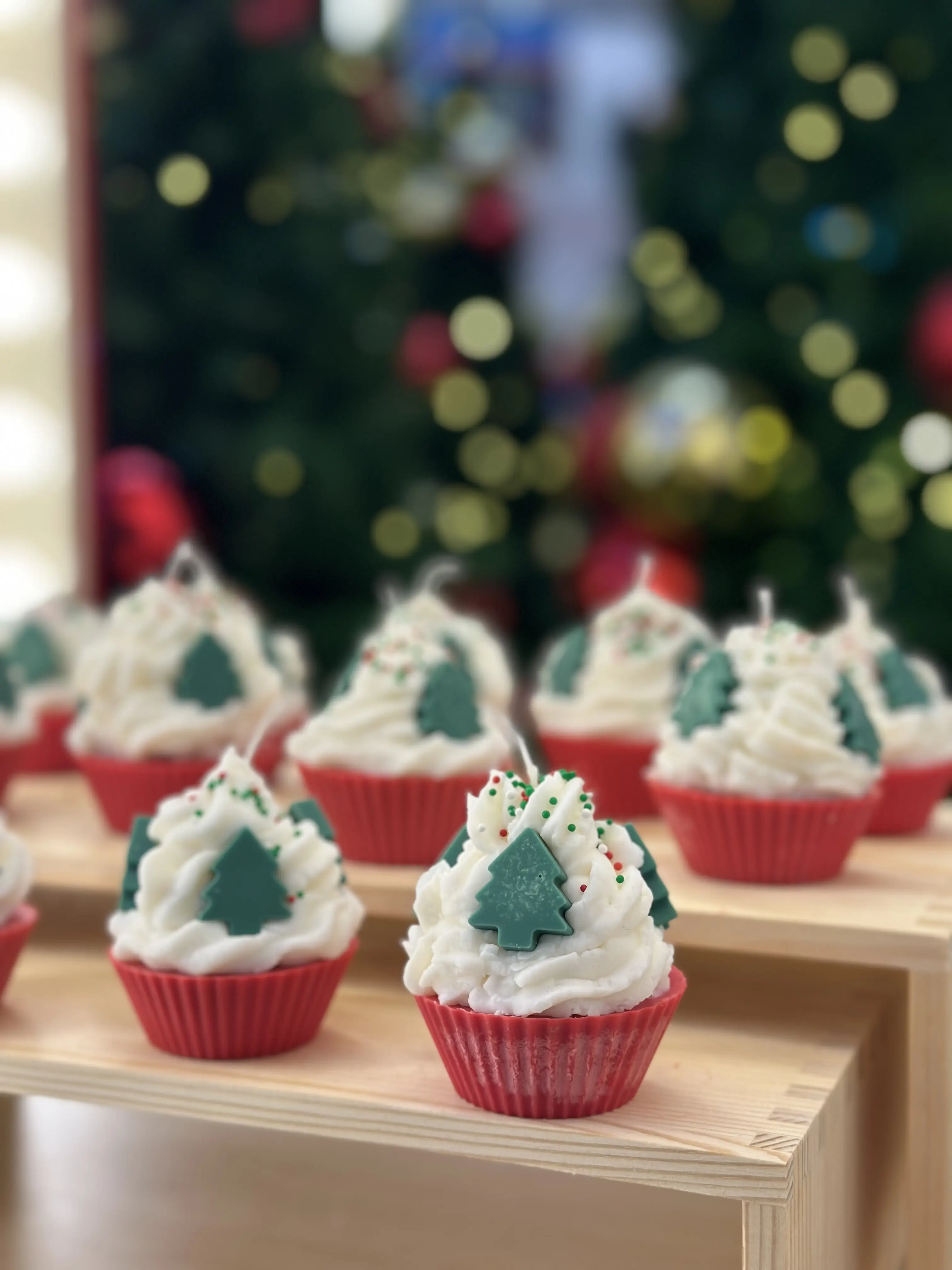 Christmas Cupcake Candle Handcrafted Soy Wax Winter Home Décor Holiday Favor Unique Cupcake Design Perfect for Cozy Christmas Vibes Gift Ready