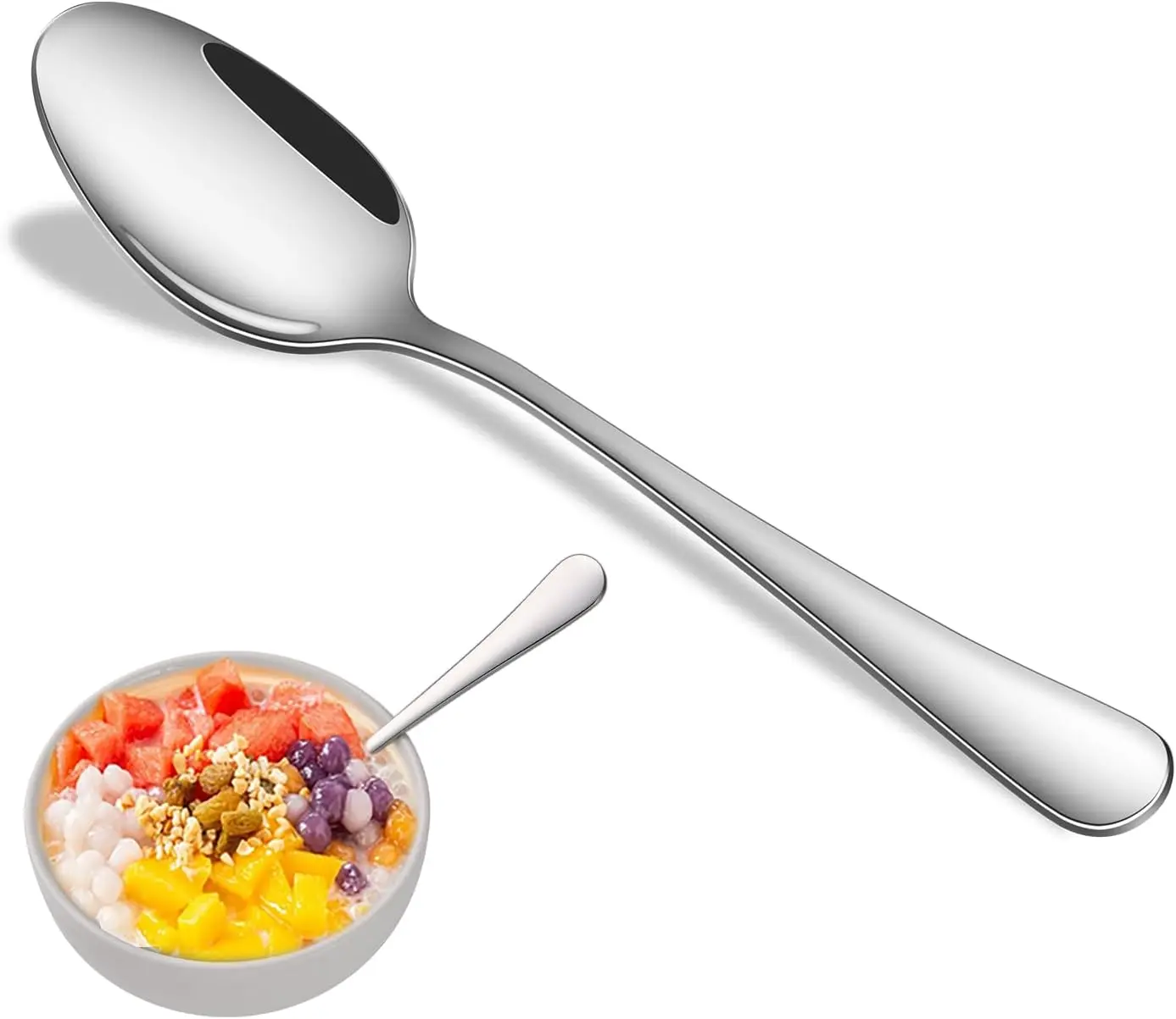 Dinner Spoon Set,8- 7.3 Inch Soup Spoons,  Grade Stainless Steel Table Spoon,Durable Metal Tablespoon,Dishwasher Safe Silverware Spoons
