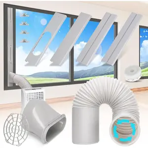 Portable Air Conditioner Window Vent Kit with 5.9” Exhaust Hose Adjustable Portable AC Window Kit for Ducting Universal Portable AC Seal Panel for Horizontal&Vertical Window