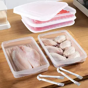 2 Pieces Bacon Preservation Box Refrigerator Food Preservation Box Transparent Plastic Storage Box Buffet Service Clamp Vegetable and Meat Sealed Box Small Food Storage Refrigerator Frozen Storage Box food storage box container