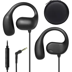 Joyico Wired Open Ear Headphones with Microphone, Volume Control, Wrap Around Ear Hook & Case, Over Ear Earbuds for  Running,  Ear Out of Ear Earphones Comfortable for  & Small Ears