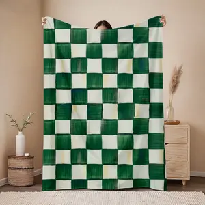 Mackenzie Childs Emerald Check Blanket - Soft, Warm and Lightweight