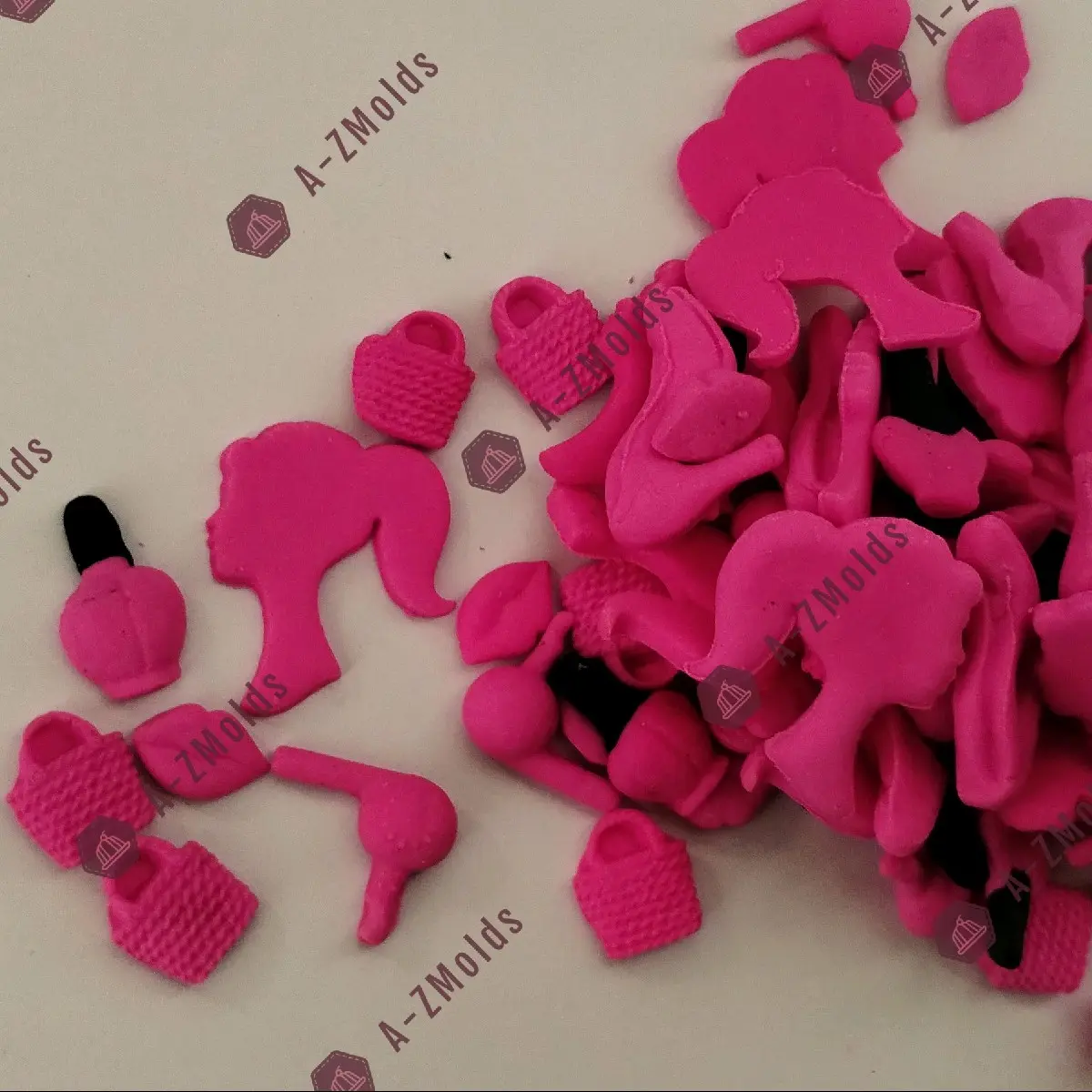 Pink Doll Silhouette Fondant Toppers Mix - 100 Grams, Perfect for Crafting and Decorating