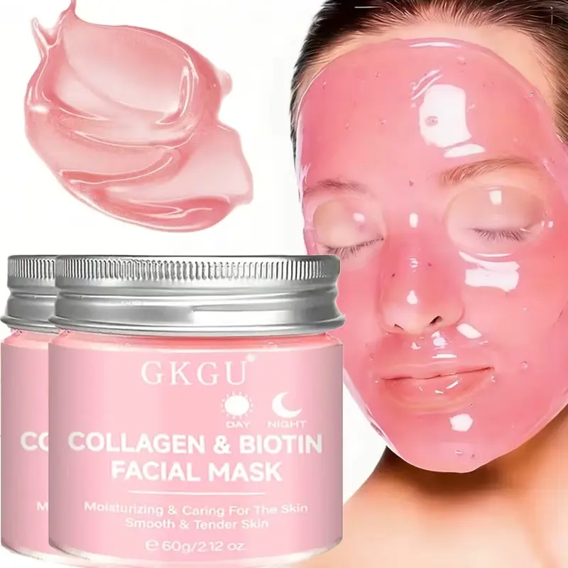 GKGU Collagen & Biotin Facial Mask, Hydrating Face Mask - Hypoallergenic, Moisturizing & Antioxidant Rich, Daily & Night Use, Smooth Texture, Non-Greasy Formula, Skincare