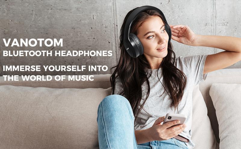 VANOTOM Wireless Headphone,  Foldable Bluetooth Headphones Over Ear, Wireless Headset for Gaming, Phones, Computers, Electronics Audio Headphone