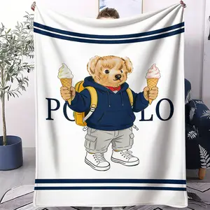 Bear printed pattern blanket, suitable for all seasons, suitable for beds, sofas, cars, room decorations, and gifts, suitable for children or adults