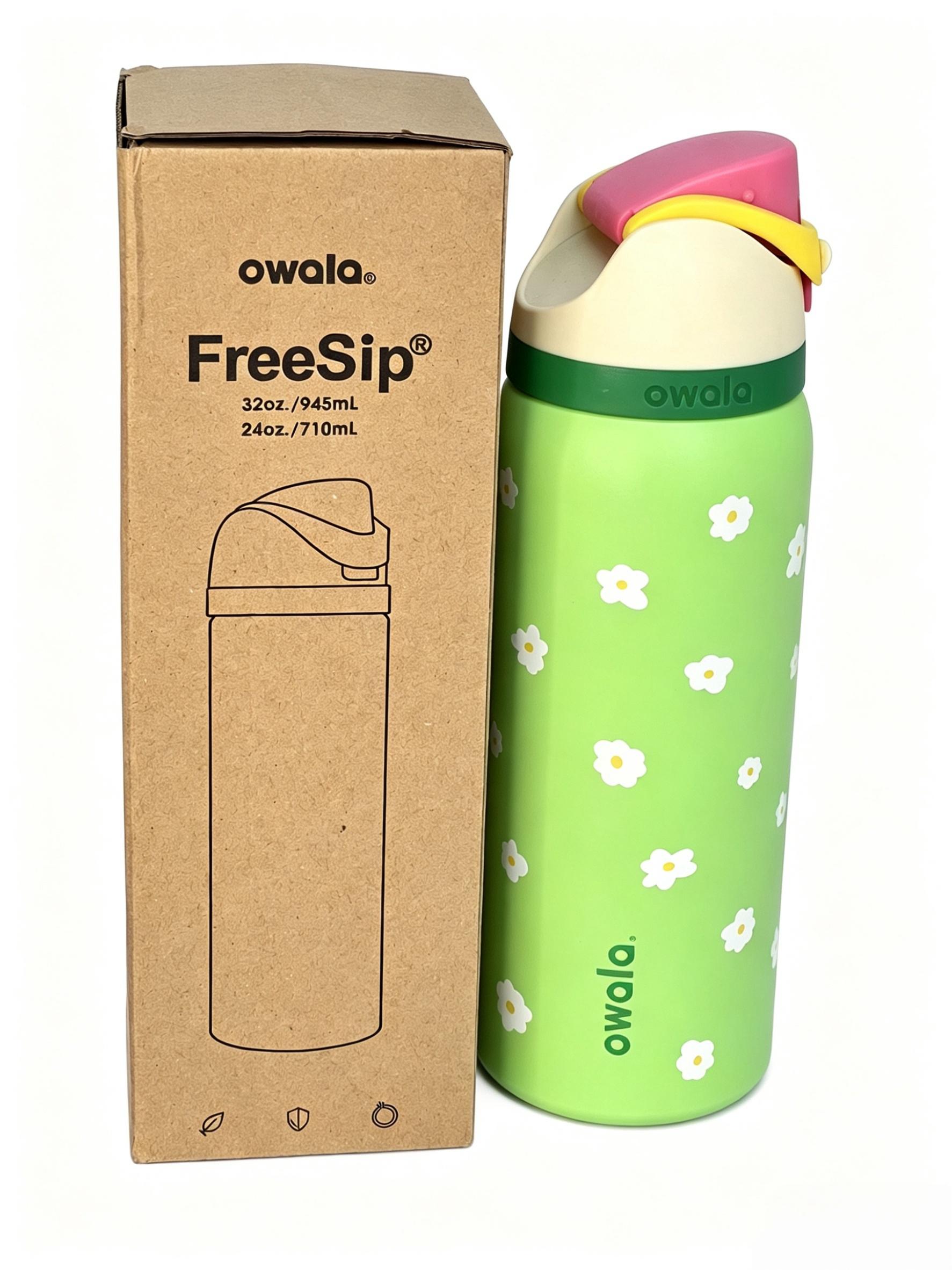 Owala 32oz insulated cup with double drinking spouts and double drinking openings, maintaining cold temperature, high appearance quality, dual drinking port, portable, suitable for outdoor travel water cup