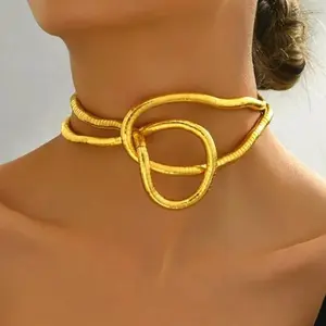 Vinatge Bendable Geometric Long Chain Necklace for Women Multi-layed Unique Design Party Jewelry Gifts