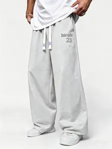 Men's Baggy Streetwear Activewear Sweatpants, Los Angeles 23 Print Wide Leg Athletic Pants, Hip Hop Casual Joggers for Men