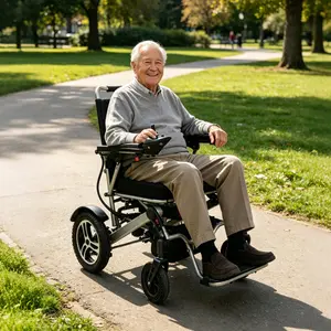 Foldable Electric Wheelchair for Adults with Dual Batteries, 30 Mile Long Range Motorized Wheelchair for Seniors, All Terrain Power Wheelchair, 330 lbs Capacity, Portable Wheelchair