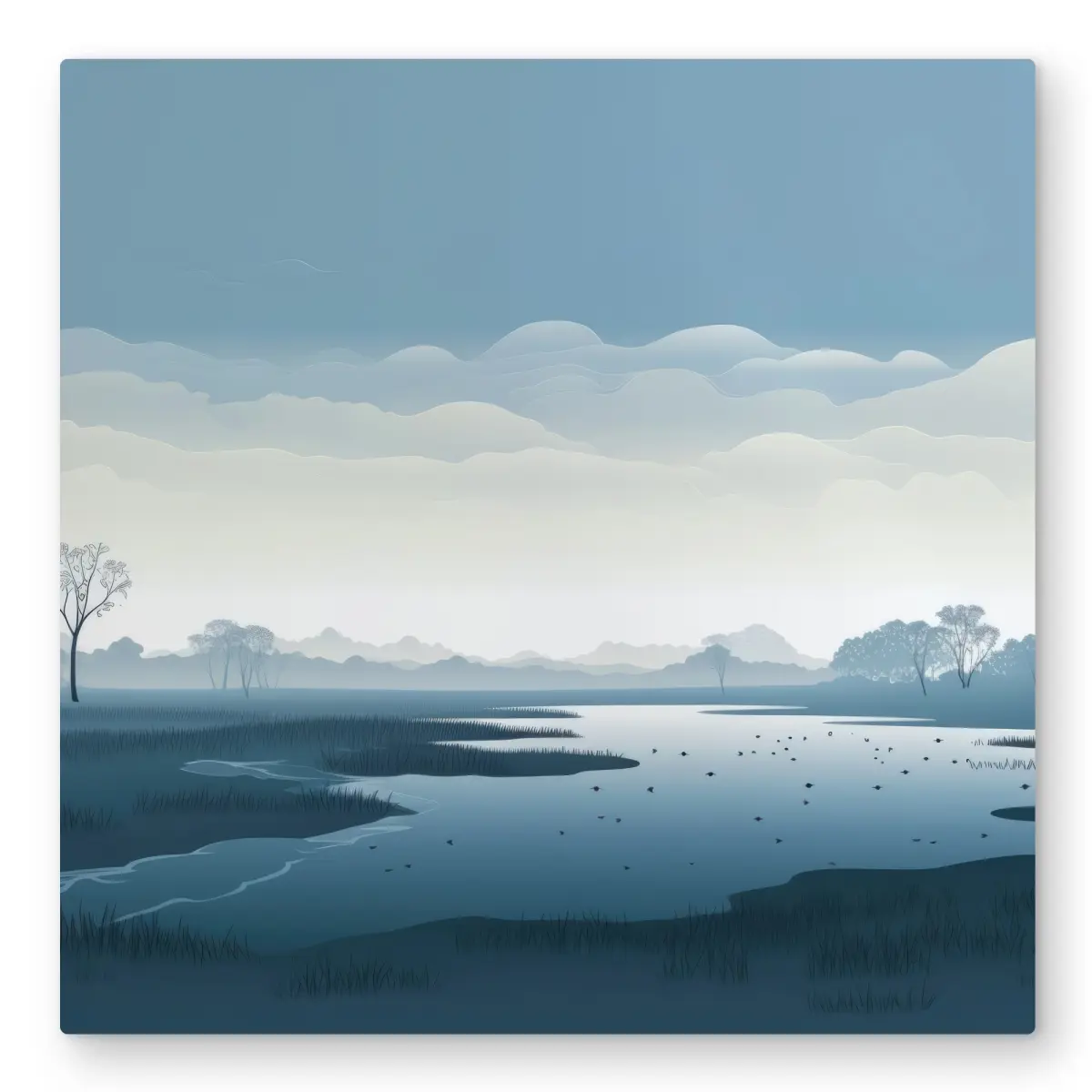 MWW C1MP3232Z3PCCJ 32x32 in. Minimalist Black Aluminium Swamp Nature Wall Print, Decor Inspo Blank Wall Decor Solution for Light Home Settings