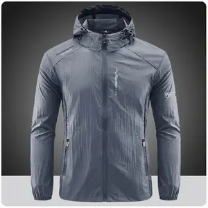 UPF50+ Men Summer Sun-Protective Jacket, Quick Dry Thin Hooded Windbreaker, Ultra Light Outdoor Sportswear for Hiking Fishing Cycling Gym