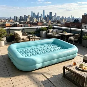 Thick Foldable Indoor/Outdoor Bed, Suitable for Camping, Guest Rooms, and Temporary Sleeping. Blue Starry Sky Design, Easy Setup & Portable Air Mattress