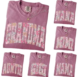 Comfort Colors Custom Mama Shirt, Boho Floral Grandma T-Shirt, Personalized Grandparent Gift Shirt, Floral Nana Auntie Mimi Gigi Grammy Shirt