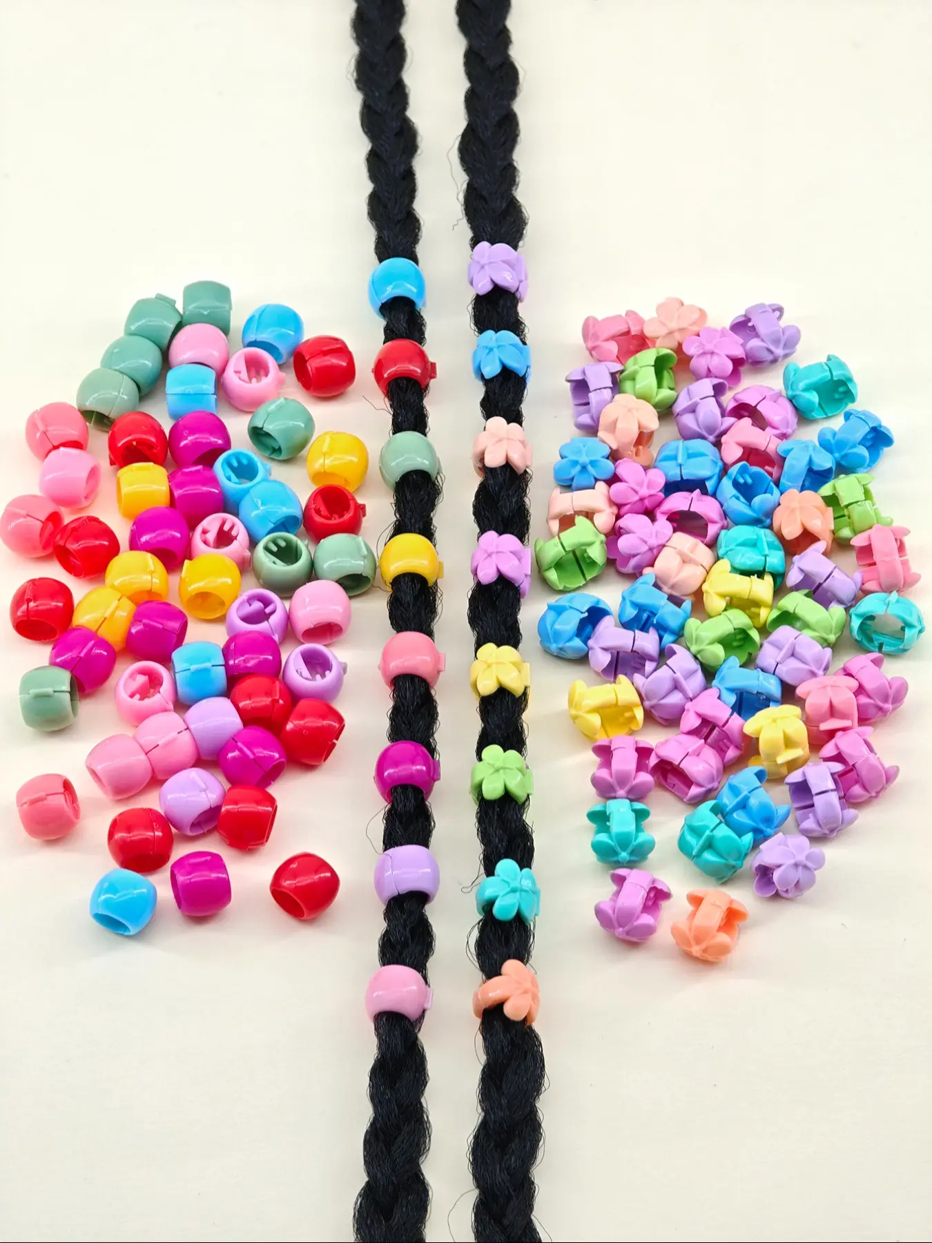 120pcs Hair Braids Beads, Cute Candy Colors Plastic Hairpins, Summer Hair Claw Clips, Flower Hair Clips for Women & Girls, Hair Clip Set, Hair Accessories & Jewelry