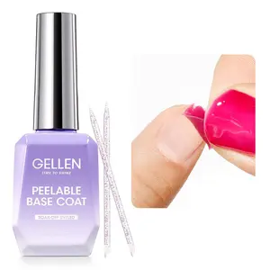 GELLEN Peel Off Base Coat, 18ml Peelable Gel Base Coat for Gel Nail Polish, UV LED Lamp Needed Clear Nail Polish without Soaking for Take off Nail Practice Beginners Durable Manicure Cutics