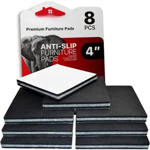 Non Slip Furniture Pads  - 8 count 4" -  Furniture Grippers! Rubber  Hardwood Floor Protectors for Furniture  - Couch Stoppers - Keep Your Furniture in Place Forever!