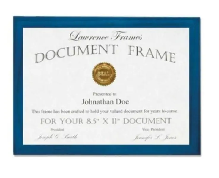Lawrence Frames Gallery Collection 8.5x11 Blue Rectangular Wooden Document Frame - Home Decor Framed Photograph Holder for Certificates, Framed Photograph Document Frames, Rectangular Document Frames