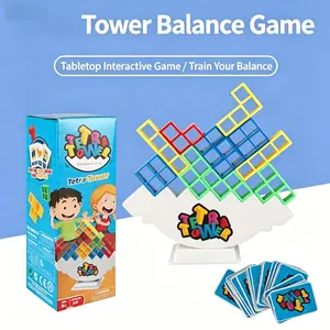 Tetra Tower Balance Stack Game | Tetris Style Building Blocks Family Game with 22 Challenge Cards