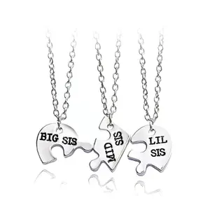 Jewelry Little Middle Big Sister Puzzle Love Necklace Supply