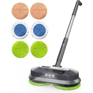 Cordless Electric Mop with  & Detachable Water , Lightweight Electric Spin Mop with Headlights for Hardwood Tile Laminate Floors, Long-Lasting , Self-Propelled Floor Cleaner