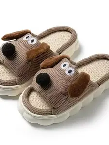 Unisex Linen Slippers for Men & Women, Indoor Outdoor Home Flooring Shoes, Open Toe Design All-Season Comfort