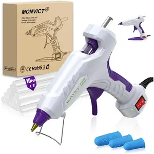 Full Size Hot Glue Gun with 60/100W and On/Off Switch, Dual Temp Industrial Hot Melt Glue Gun with 15 (7/16") and 3 Finger Protectors for Craft, DIY and Repairs