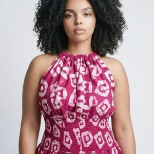 Trends By Scorp Women's Lady White-Pink Smokey African Print Dress - Casual Fashion Wear, Elegant Cultural Flair Statement Piece for Accessory Pairing