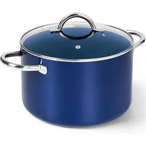 10 Quart Stock Pot with Lid, Non  Cooking Pot, Ceramic Soup Pots with Lid, Non Stick Pot with Stainless Steel Handle, Induction Compatible