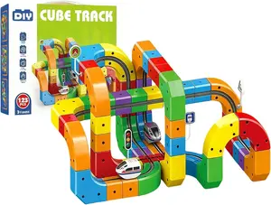 Electric Train Set Flexible Race Track Rail Toys with Motorized Car for STEM Learning Gravity-Defying 3D Layouts Building Toy for Kids