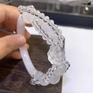 [WG90Y] Blue Moonstone & Clear Quartz Bracelet with half bangle