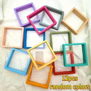 12pcs PE Film Anti-Tarnish Hanging Display Boxes with Floating Frames - Stackable Jewelry Gift Boxes Suitable for Ecommerce, Travel, Retail - Random Colors - Frames for Visibility,