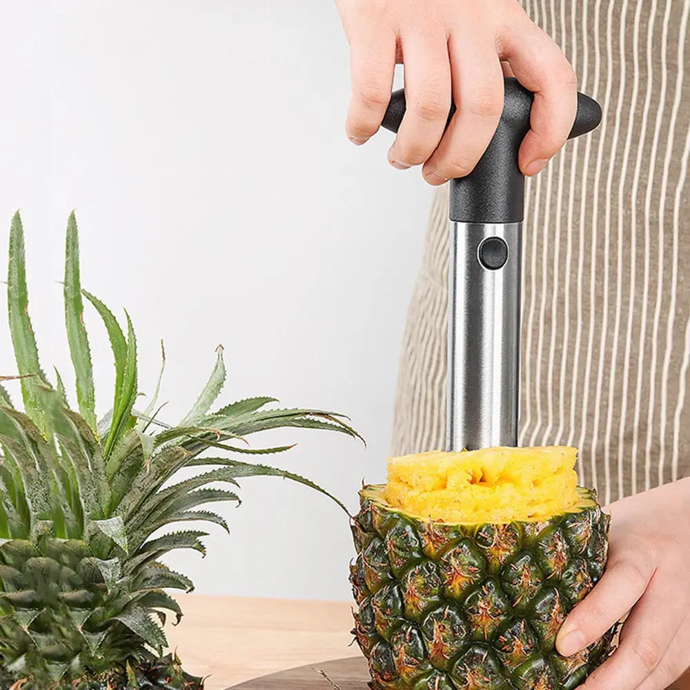 Heavy-Duty T-Shaped Stainless Steel Pineapple Cutter - Home Kitchen Plastic-Handled Corer, Slicer, Easy-to-Use Detachable Dishwasher-Safe Fruit Utensil