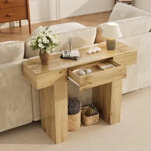 47" Farmhouse Rustic Console Table with Storage Drawer, Slim Wooden Sofa Table, Easy Assembly for Entryway, Hallway and Living Room