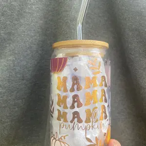 Mama pumpkin glass cup
