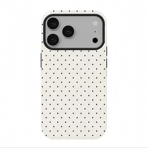 Black polka dot white background iPhone case, double-layer protective cover, suitable for iPhone 17 ProMax, 16Pro, 15, 14, 13, 12, 11,Fashion Trendy Anti-Stain Durable Lightweight Protection Shockproof Matte Texture Elegant Luxury Gift High-Quality