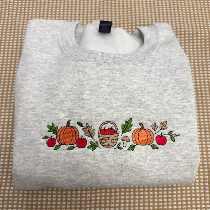 Vintage fall harvest embroidered pumpkin fall sweatshirt