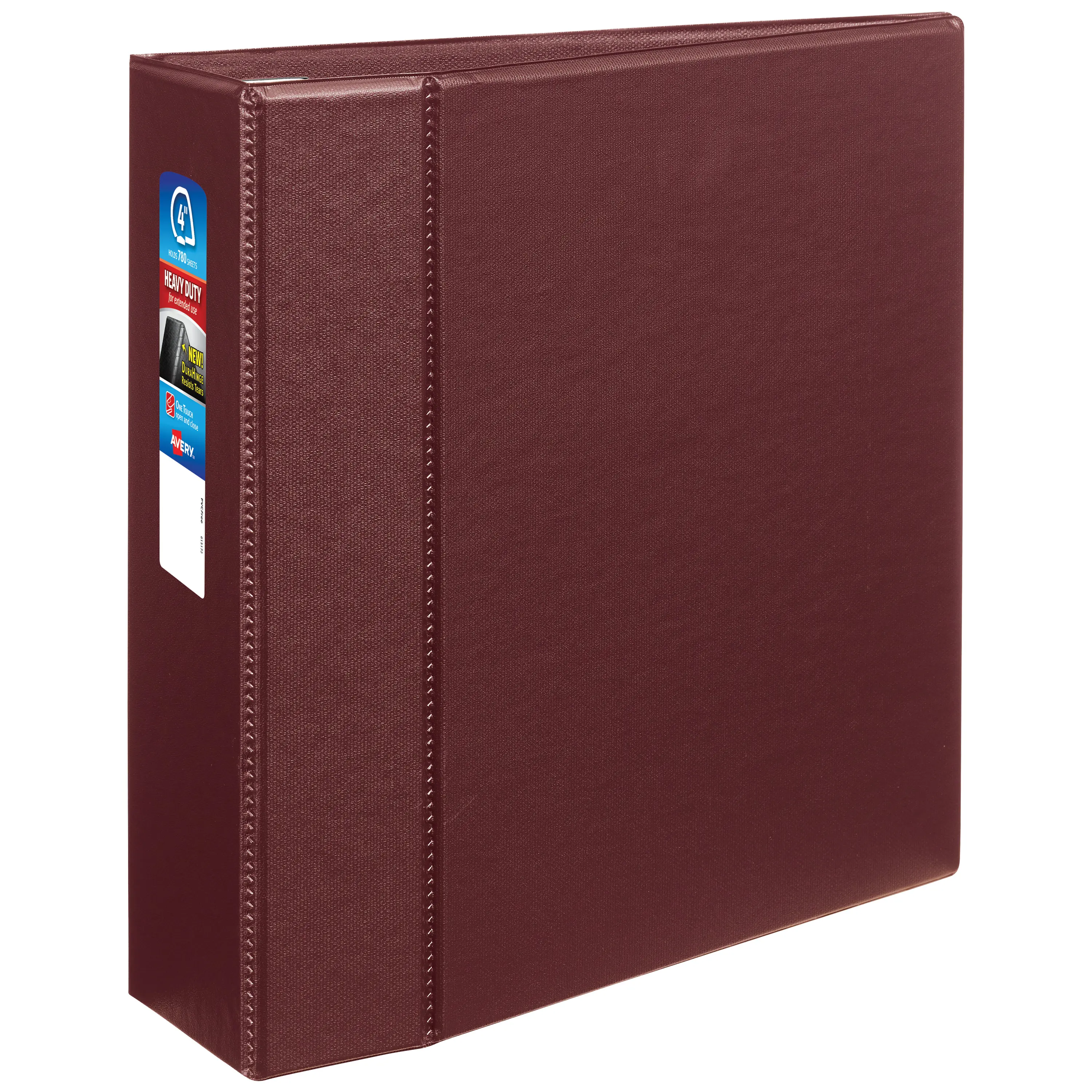 Avery Heavy-Duty 3 Ring Binder, 4 Inch One Touch EZD Rings, 4.5 Inch Spine, 1 Maroon Binder (79364)