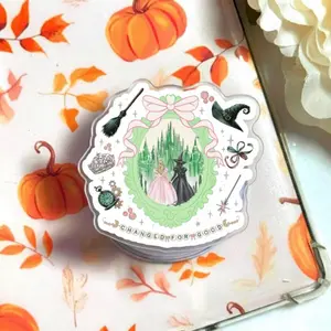 Green Witch Musical Fan Art Acrylic Phone Grip, Broadway Theater Inspired Phone Stand, Pink Fantasy Kindle Holder Gift