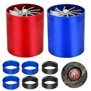 Car Decorative  Air Intake Style Kit - DDual Fan Auto Exterior Accessory with 3Pcs Flexible Rubber Mount