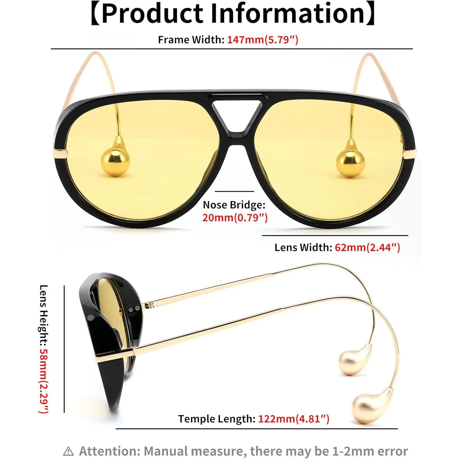 Gold Aviator Sunglasses with Black Lenses - Luxury Double Bridge Style Bottega Veneta Men main image 4