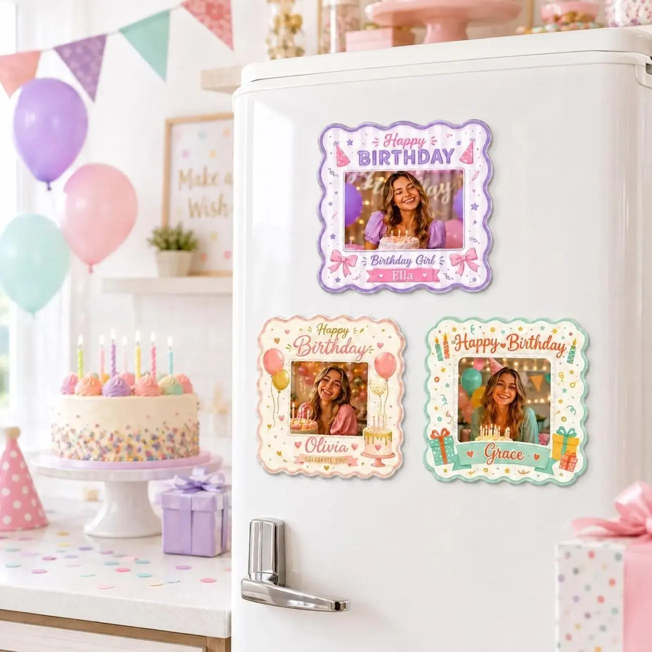 Personalized Birthday Photo Magnet, Custom Fridge Magnet, Birthday Party Favor, Custom Picture Magnet, Birthday Keepsake Gift for Kids