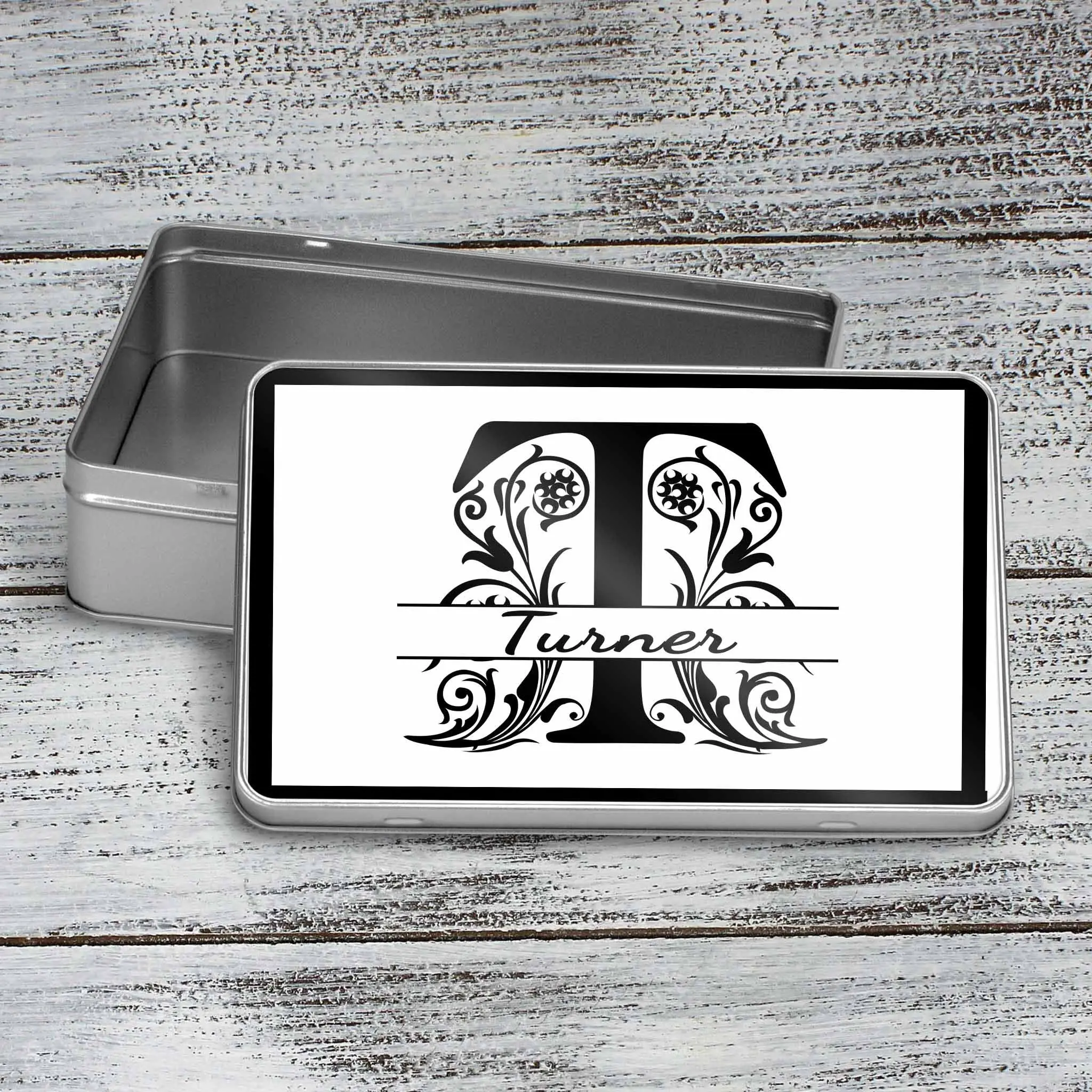 Custom Aluminum Tin | Photo Storage Box | Puzzle Tin | Regal Monogram