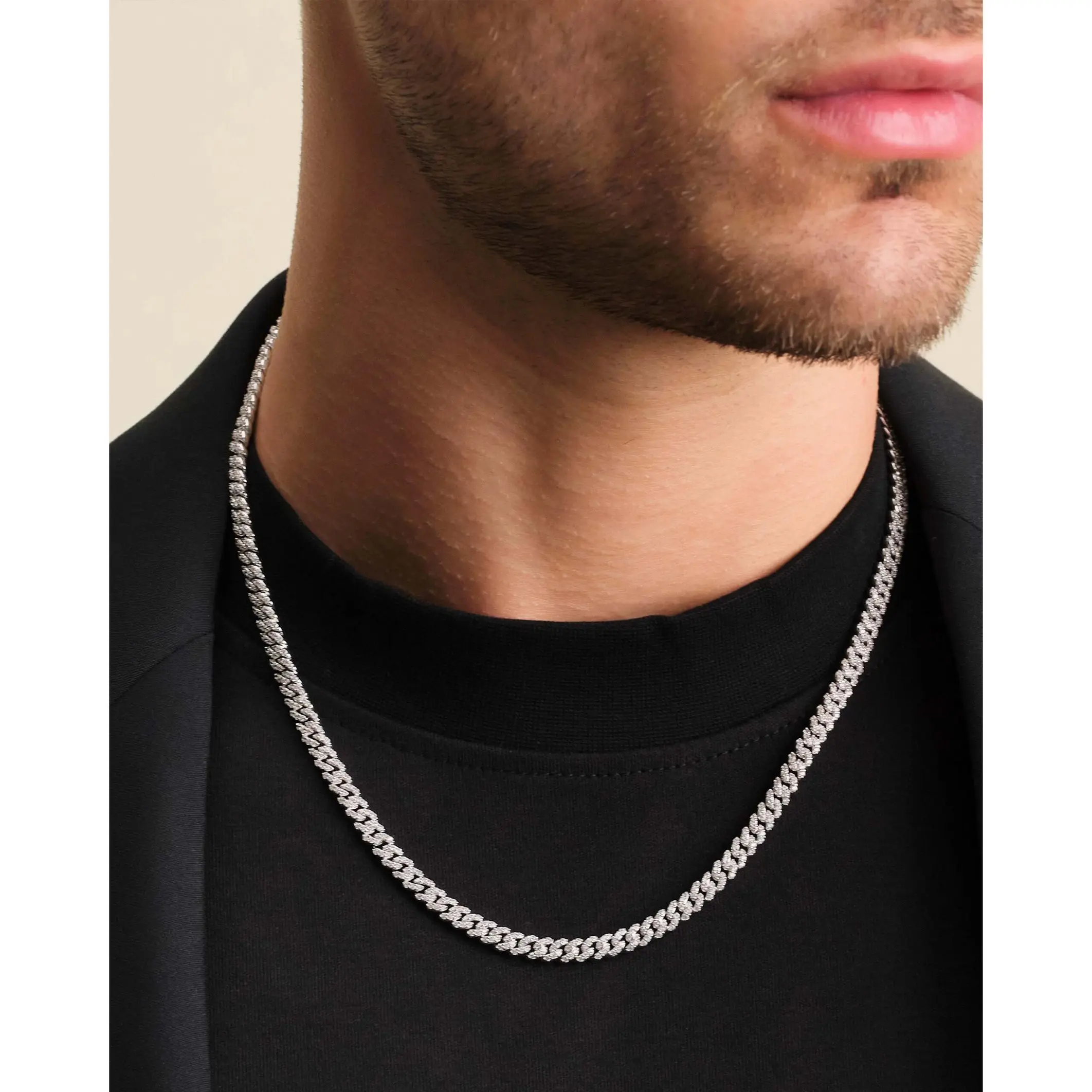JAXXON Iced Out Cuban Link Chain 5mm - Silver - Rhodium Bonded for