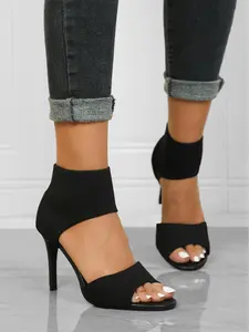 Women's Fashionable Solid Color Stiletto Sandals (1 Pair), Casual Versatile Open Toe High Heel Sandals for Summer 2024, Elegant Temperament Hollow Out Design Sandals for Daily Wear