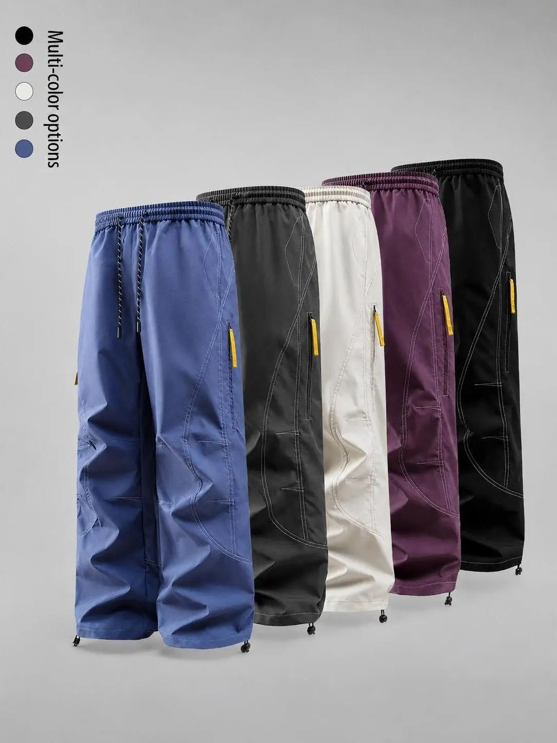 Single pack unisex straight-leg functional cargo pants - outdoor waterproof softshell pants with stylish drawstring cuffs, wide-leg casual long pants, Father’s Day gift summerwins Baggy Sweatpants everyday street mens bottoms