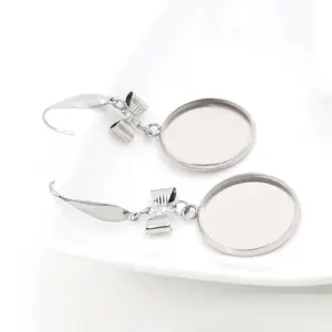 ( No Fade ) 20mm 25mm 10pcs Stainless Steel Handmade Style Lever Back Earrings Blank/Base,Fit 20mm 25mm Cabochons,Buttons